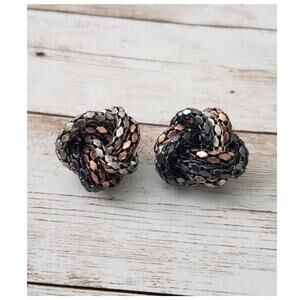 Vintage Clip On Earrings Multi Tone Metal Twist 1"